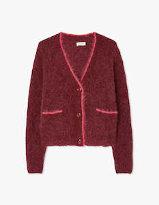 American Vintage: Womens Cardigan bymi - Burgundy Black Melange