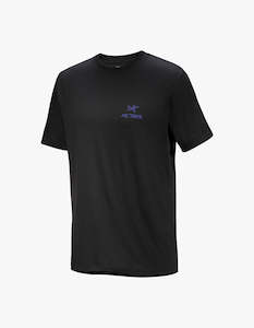 Arcteryx Mens: M Kragg Supima Cotton Bird Word S/S T Shirt - Black/Electra
