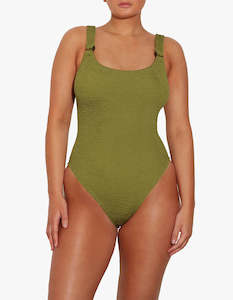 Hunza G: Domino Swimsuit - Metallic Moss