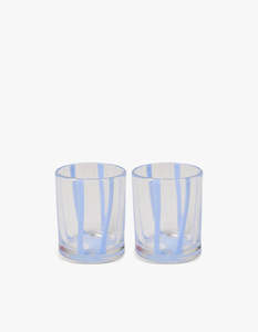 Kip And Co: Ahoy Stripe Tumbler Glass 2 Pack Set - Blue