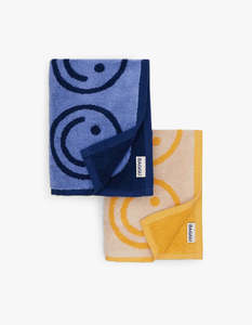 Baggu: Hand Towel Set Of 2 - Happy Blue Marigold