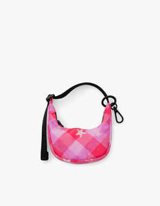 Crescent Bag Charm - Pink Star Plaid