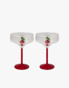 Cherry On Top Margarita Glass 2 Pack Set - Cherry