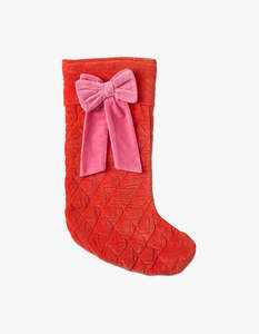 Kip And Co: Christmas Bow Velvet Stocking - Red