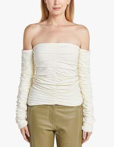 Rohe: Smocked Off-Shoulder Top - Off-White