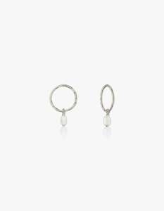 Mini Pearl Hoops - Silver