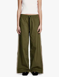 Womens: Rec Track Pants - Olive W White