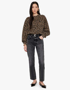 Anine Bing: Miles Sweatshirt - Black And Brown Leopard