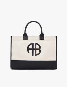 Medium Lara Tote - Natural Canvas With Black