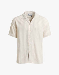 Drake Street: Maui Linen Blend Shirt - Natural Stripe
