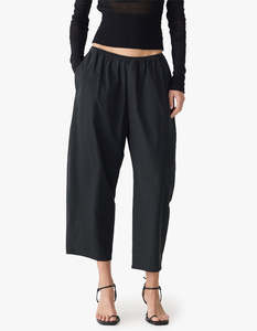 New Arrivals: Crushed Cotton Gathered Pant - Black