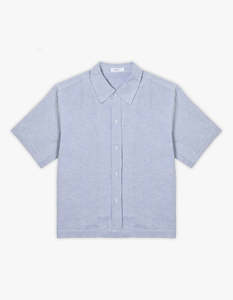 Mens: Mens Hemp Blend Box Fit Shirt - Blue Stripe