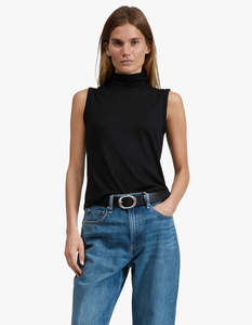 The Knit T-Neck Tank - Black