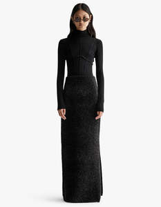 Aurora Midi Skirt - Black Lurex