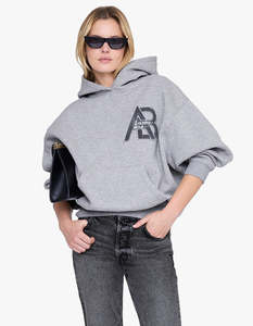 Anine Bing: Jaci Hoodie Letterman - Medium Heather Grey