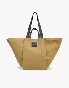 C M: Fallon Canvas Tote Bag - Khaki/Chocolate