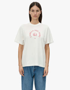 C M: Karine Graphic Tee - White / Poppy Red