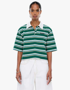 Ena Pelly: Violet Short Sleeve Polo - Sage Stripe