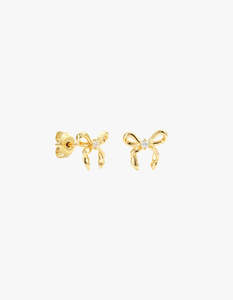 By Charlotte: Forever More Bow Stud Earrings - 18K Gold Vermeil