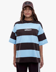 Ena Pelly: Pelly Sport Stripe Tee - Cloud Blue/Cocoa Stripe