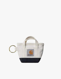 Mini Tote Bag Keychain - Natural/Blue