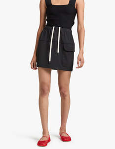 Bassike: Drawstring Pocket Mini Skirt - Black