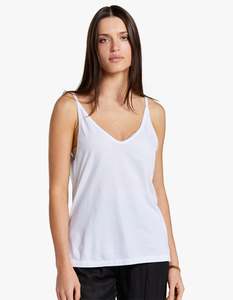 Bassike: Womens V Neck Jersey Camisole - White