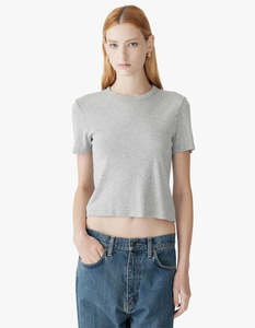Bassike: Rib Baby T-Shirt - Smoke Grey