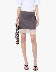 Eloise Layered Skirt - Dark Chocolate/White