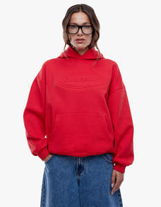 Ena Pelly: Washed Debossed Hoodie - Washed Red