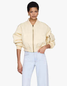 Anine Bing: Cropped Leon Bomber - Butter Yellow