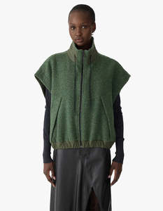 Bassike: Textured Wool Popover Vest - Dark Green