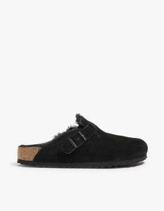 Womens Boston Shearling Suede Leather - Black