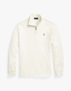 Mens: Estate Rib Quarter Zip Pullover - Parchment Cream