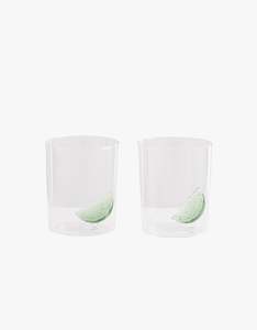 Gin And Tonic Glasses Set Of 2 - Clear/Green