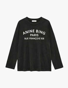 Ivan Long Sleeve Paris Stencil - Washed Black