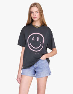 Anine Bing: Cade Tee Smiley - Washed Grey