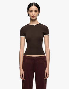 Bec And Bridge: Moneta Baby Tee - Dark Chocolate