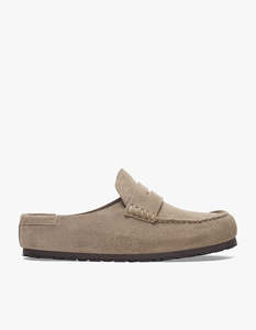 Birkenstock: Mens Naples Wrapped Suede - Taupe