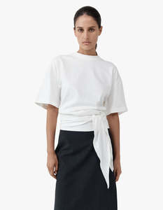 New Arrivals: Cotton Jersey Split Back Tee - White