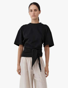 New Arrivals: Cotton Jersey Split Back Tee - Black