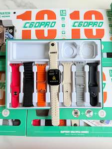 Fitness Trackers Smart Watches Superhub Co Nz: C60PRO Smartwatch with 7 Straps, Bluetooth Earphones & Silicone Protective Cover -