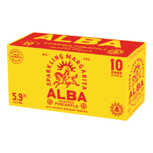 Alba Charred Pineapple Sparkling Margarita 5.9% Cans 10x250ml - Tequila RTD Super Liquor