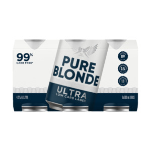 International Beer: Pure Blonde Ultra Low Carb Lager Cans 6x330ml - International Beer Super Liquor
