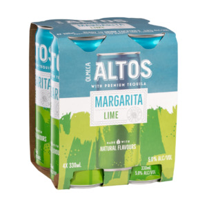 Olmeca Altos Margarita Lime 5% Cans 4x330ml - Tequila RTD Super Liquor