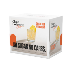 Clean Collective Ginger Beer with Vodka 5% Cans 6x250ml - Flavoured Beer Super Liquor