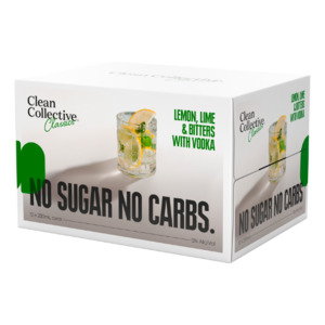 Clean Collective Lemon Lime & Bitters 5% Cans 12x250ml - Vodka RTD's Super Liquor