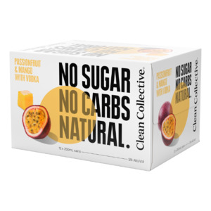 Clean Collective Passionfruit & Mango 5% Cans 12x250ml - Vodka RTD's Super Liquor