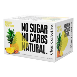 Clean Collective Pineapple 5% Cans 12x250ml - Vodka RTD's Super Liquor