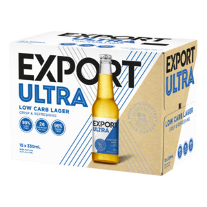 Export Ultra Low Carb Lager Bottles 15x330ml - New Zealand Beer Super Liquor